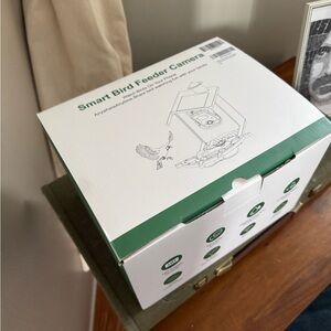 Smart Bird Feeder Camera with Green Accents
